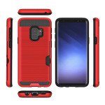 Wholesale Galaxy S9+ (Plus) Credit Card Armor Hybrid Case (Red)